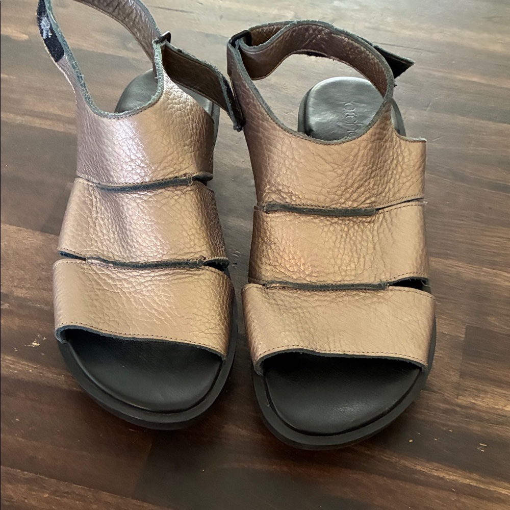 Arche Metallic Bronze Leather Slingback Sandals